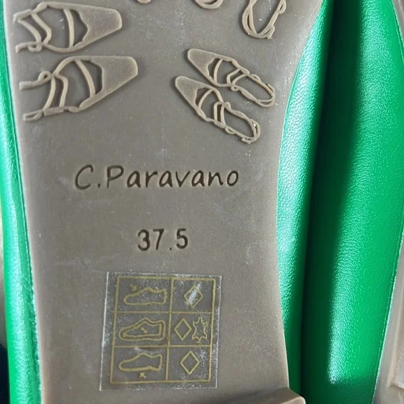 C.Paravano Kelley Green Bowknot Soft Leather Square Toe Flats Size 7 New - Picture 10 of 15